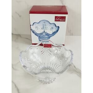 Mikasa Christmas Night Glass Footed Bowl New w/ Box 6" Celebrations 2011 Japan